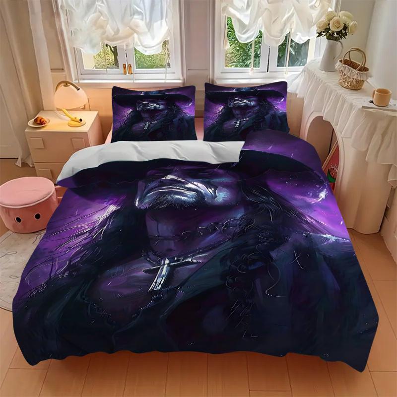 3pcs Purple Wizard Hat Home Bedding Set-Universal Three-Piece Suit for Bedroom, Guest Room, Living Room, Hotel-Perfect Holiday Gift for Fans