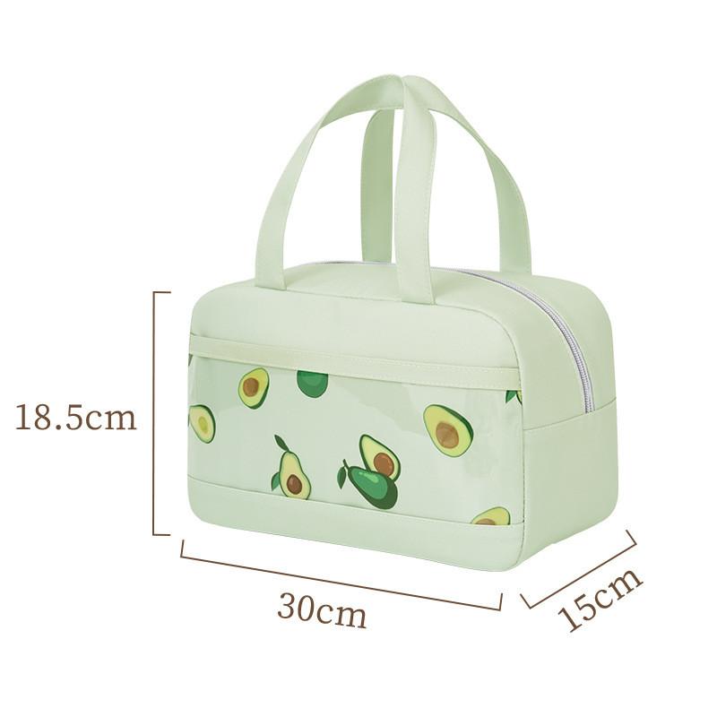 Strawberry Avocado Blueberry Cherry Print Lunch Tote Bag Portable Picnic School
