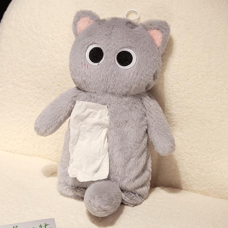 Cute Internet Celebrity Big-Eyed Cat Tissue Cover Pencil Bag Creative Funny Plush Tissue Box Multifunctional Cosmetic Bag Hanging Type