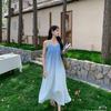 2026 French Seaside Gradient Strappy Sleeveless Beach Dress