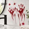 Dekorative Fensterfolie Halloween Blutfingerabdrücke/Fußabdrücke Wandaufkleber Abnehmbare Aufkleber Gruselige Wasserdichte Kratzfeste Aufkleber DIY Dekoration