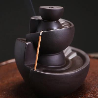 Creative Time Machine Type Handmade Ceramic Backflow Incense Burner Incense Stick Holder for Home Relaxation Decor Tea Pet