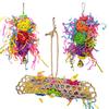 3 Peças Animal de Estimação Pássaro Papagaio Sino Bola de Rattan Pendurado Escalada Gaiola Mordida Mastigação Molar Brinquedo
