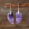 Personalized natural stone crystal wings copper plated real gold ear hook atmosphere design European and American jewelry gifts