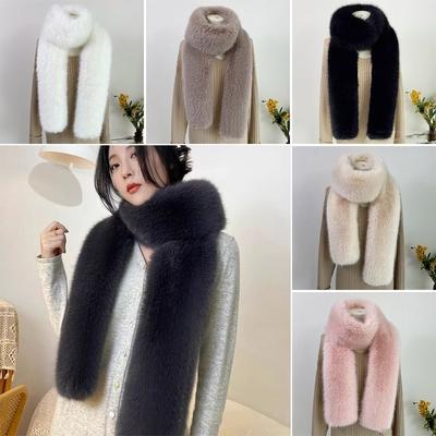 6 Colors 180cm Fake Fur Long Scarf Thicked Ladies Scarves Fur Decor Luxury Wraps Shawl Outdoor