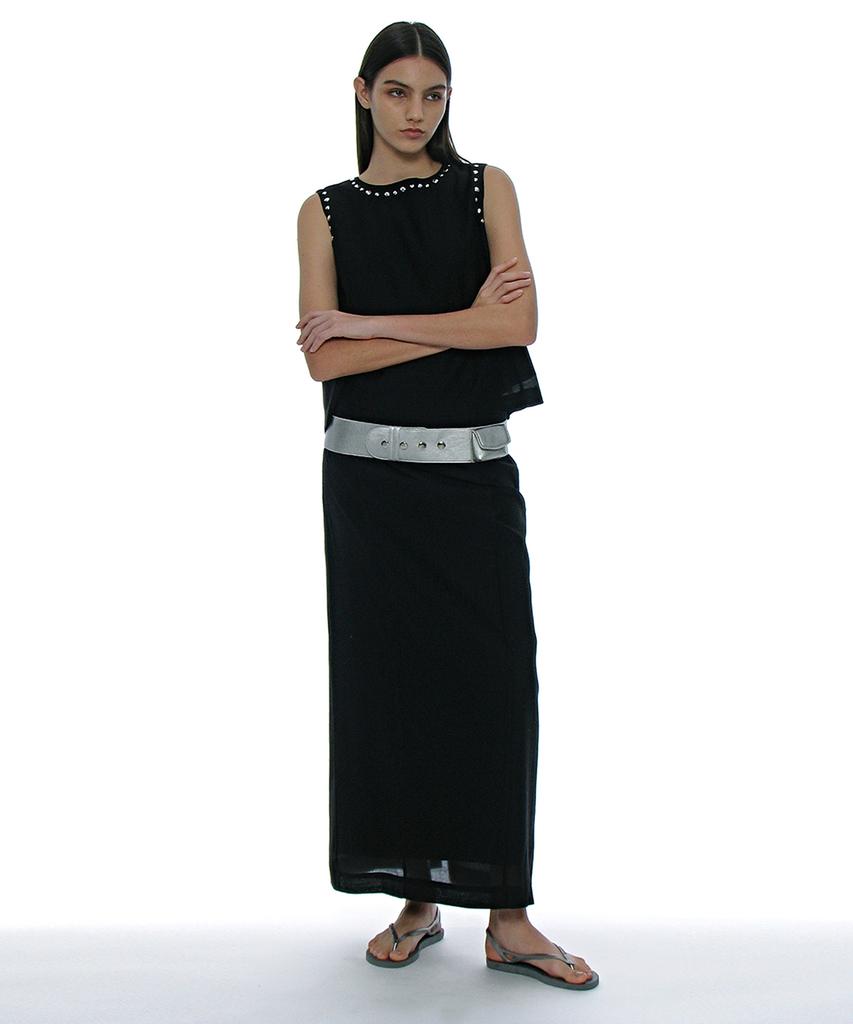 Partimento Woman Sheer Layered Maxi Skirt_Black