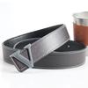 Men's Genuine Leather Belt with VH Letter Buckle, Korean Style, Casual Fashion, Lychee Grain, Suitable for Middle-Aged and Young.