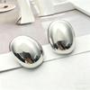 Oval Chunky Dome Earrings for Women, Gold Plated/Polished Silver Statement Earrings Hypoallergenic Bold Large Hoop Earrings Minimalist Jewelry