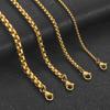 2/3/4/5mm Gold Color Plated Stainless Steel Square Box Chain Rolo Necklace Metal Jewelry for Women and Men Choker 14 - 40 Inches