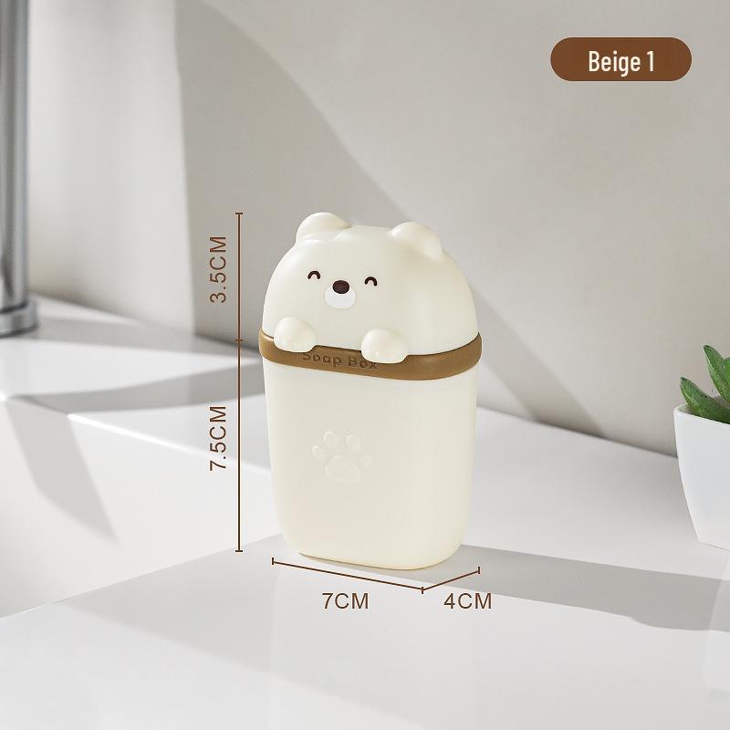 Cute Travel Soap Box with Draining Lid - Portable Cartoon Soap Dish for Business Trips