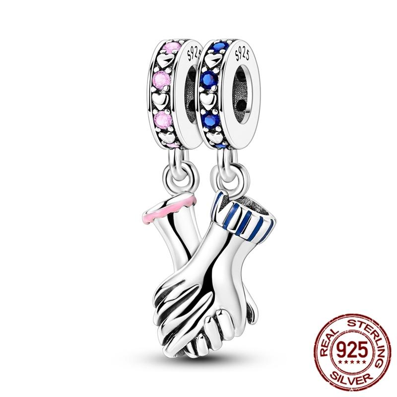 Copper ValentineS Day Couple Love Heart Rose Pendants Charm Bead Fits Genuine Bracelets DoItYourself Jewellery Gifts Women