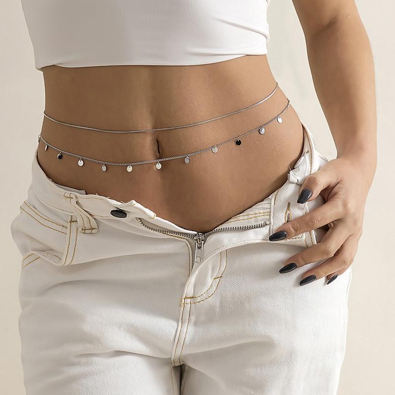 Damen Metall Doppelschicht Kette Körperkette Imitation Kristall Mode Sexy Verstellbar Taille Kette Körper Schmuck