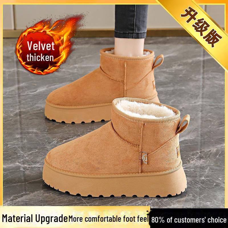 Women's Winter Mid-Tube Plush Thick-Soled Casual Snow Boots