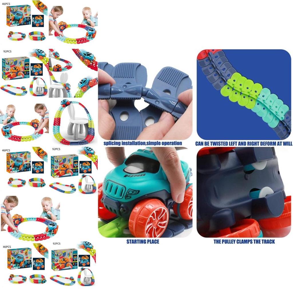 Magisches Schwerelosigkeits-Autobahn-Spielset mit LED-Rennwagen und im Dunkeln leuchtenden Regenbogen-Schienen Perfektes Geschenk für Kinder!