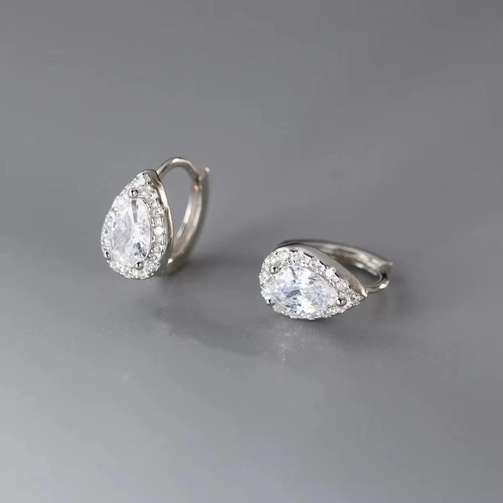 Sparkling Teardrop Stud Earrings Mini Ear Buckle New Water Drop Zircon Hoop Earrings Accessories