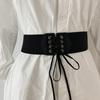 Fashionable Black Elastic Waist Belt For Women With Stylish Wide Ribbon Design