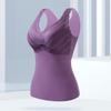 Winter-Thermoweste für Damen mit Brustpolstern, nahtloser Samt, schnelle Temperatursperre, V-Ausschnitt, schmale Passform, elastisch, ärmellos, Tanktop für Innenbekleidung