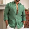 European/American Solid Cotton Linen Men's Casual Shirt, 2025 Youth Edition
