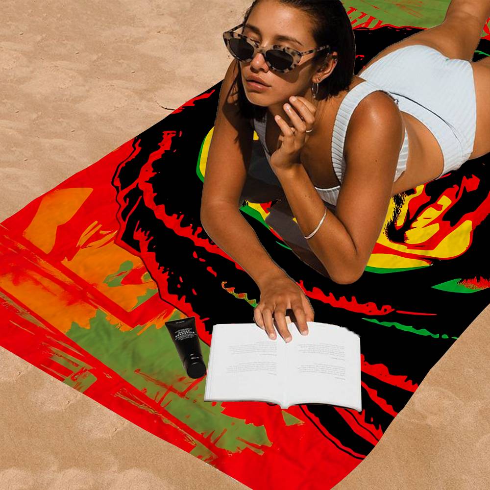 Bob Marley Rasta Löwe Mikrofaser Bedrucktes Strandtuch Bergsteigen Yoga Strand Schwimmen Laufen Saugfähiges Weiches Handtuch
