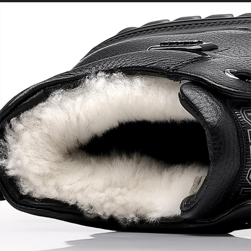 2024 Winter Shoes Men Ankle Boots Fashion Brand Male Footwear Genuine Leather Warm Plush Flat Non-slip Pure Black D230