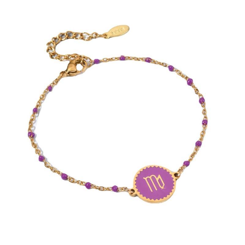 Stainless Steel Chain Zodiac Sign 12 Constellation Bracelet Charm Gold Color Chain Bracelet For Women Birthday Jewelry Gifts