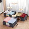 Oversized Foldable Storage Bag With Visible Windows Non-woven Clothing Organizer Durable Reinforced Handle Quilt Organizer