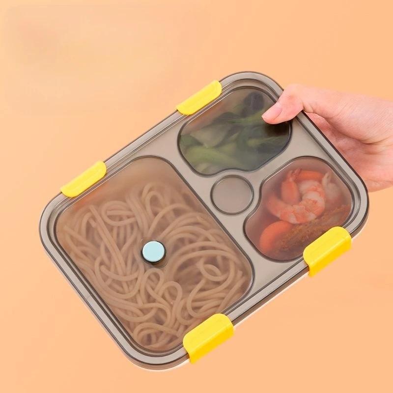 Japanische Stil Bento Box Lebensmittelqualität Kunststoff Mikrowelle Erwachsener Fach Lunchbox mit Geschirr Tragbare Lebensmittelbehälter