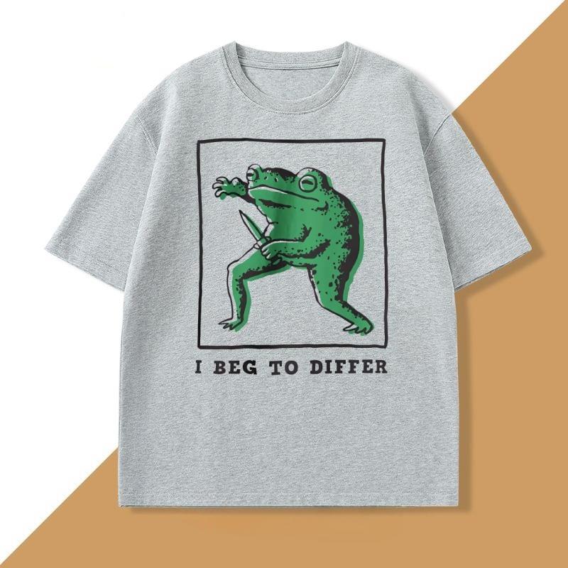 I Beg To Differ T Shirt Unisex Women Loose Frog Printed Tshirt Casual Cotton Short Sleeve Harajuku Tshirt Unisex Oversized Clothes
