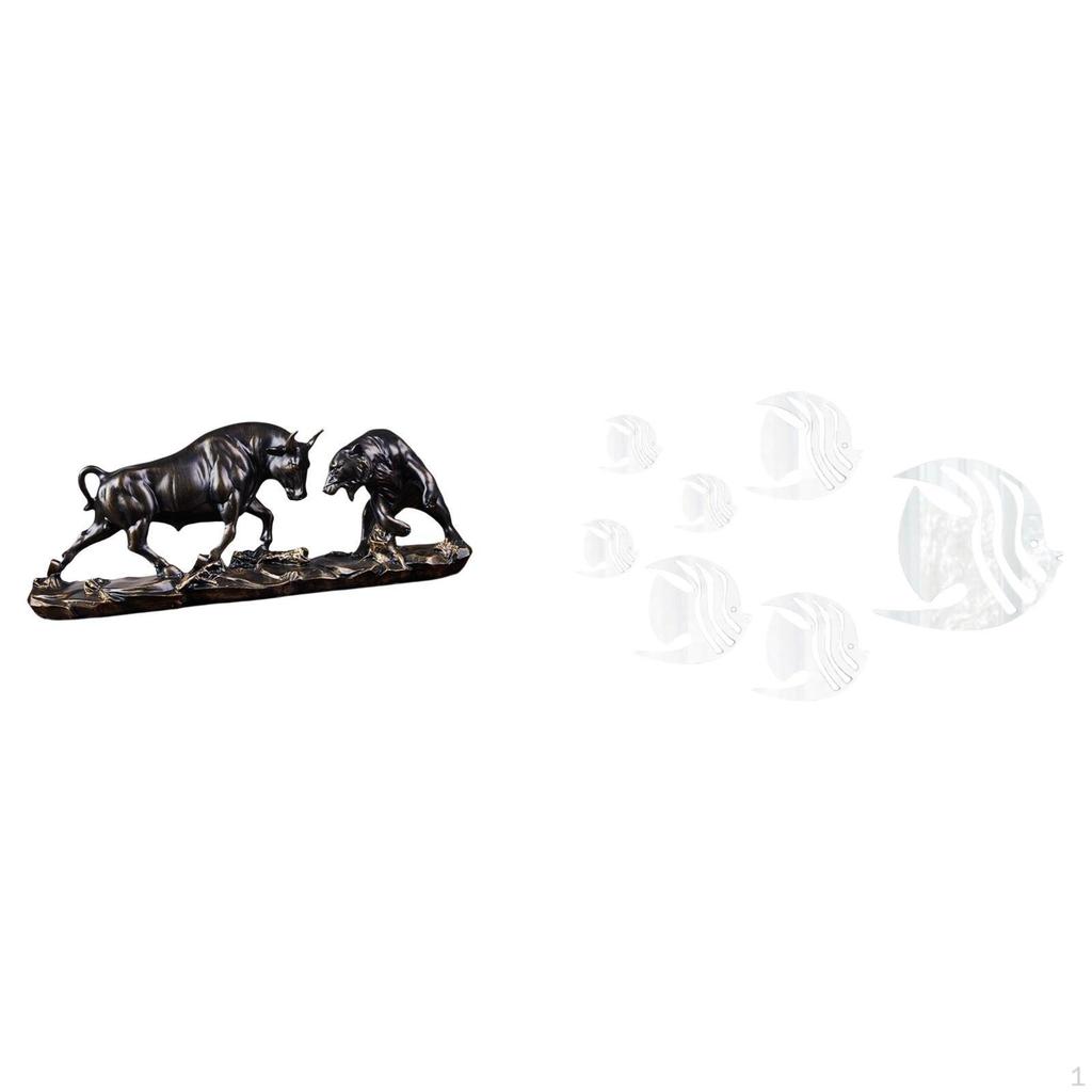 Modern Feng Shui Sculpture with Acrylic Mirror Fish Wall Decals Unique Animal Artwork for Desk And