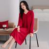 Pajamas Women'S Spring And Autumn Models With Chest Pads Pure Cotton Women'S Long Sleeves Autumn Red Natal Year Pajamas Women
