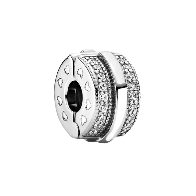 Clipe encantos caber pulseiras originais colorido zircão fivela s925 prata espumante contas redondas diy jóias fazendo acessório