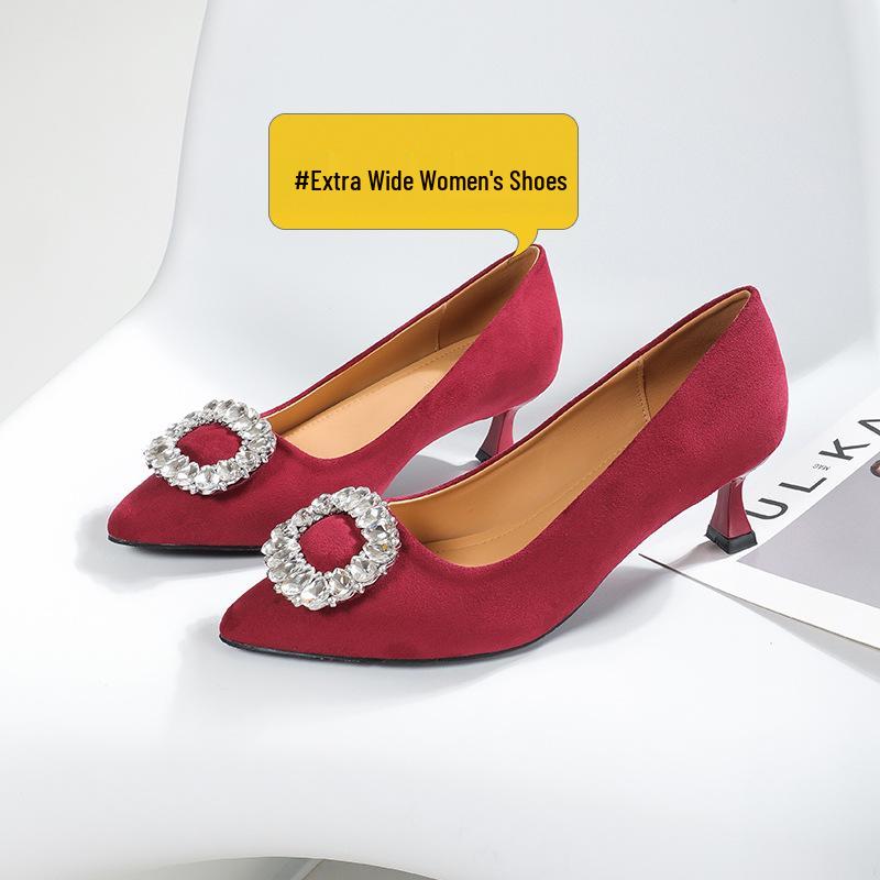 Scarpe col tacco a stiletto con strass da donna taglie forti - Suola morbida, Punta, Scavate, Perfette per i matrimoni