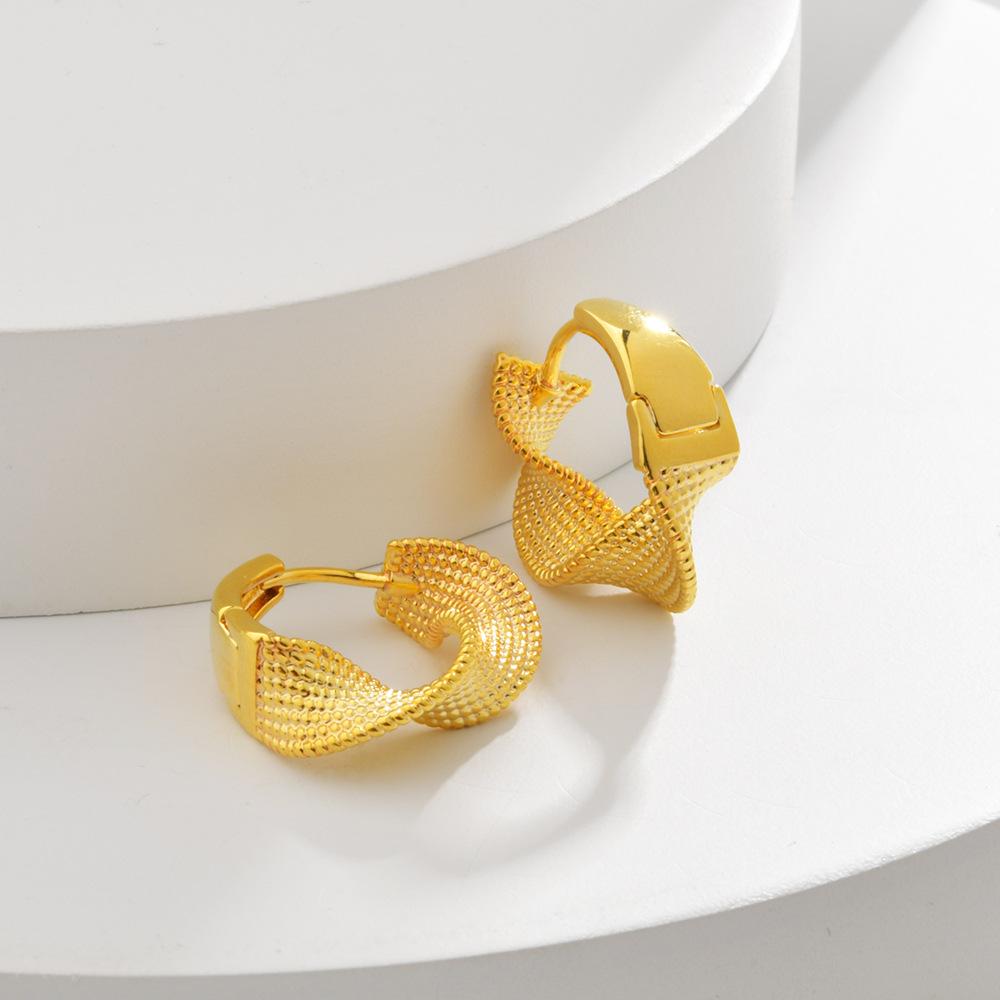 Twisted Hoop Earrings, Gold Plated Huggie, Designer Jewelry, Braided Statement Earrings for Women