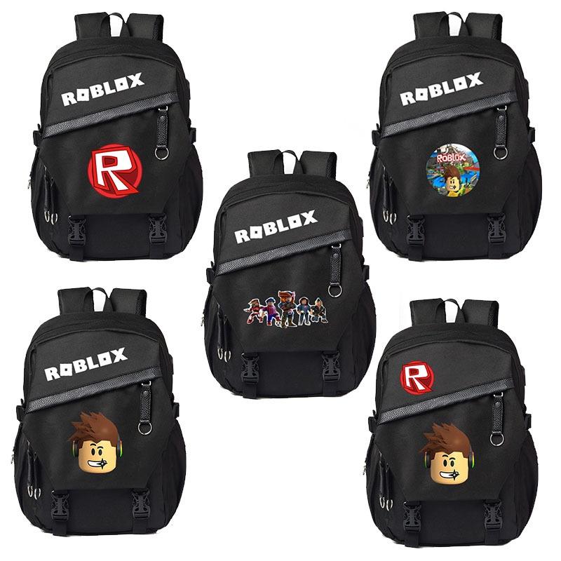 Unisex Roblox Pattern Canvas Backpack With Durable Material And Multiple Storage Compartments