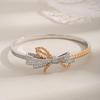 Electroplated Brass Bow Bracelet: High-End Two-Tone White Gold with Full Diamond Design, Non-Fading and Elegant.