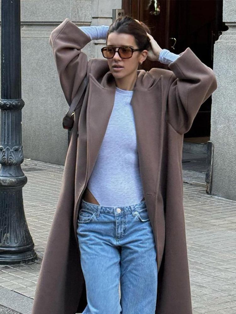 Women's Wool Coat - 2024 Autumn/Winter Collection, Commuter Style with Suit Collar