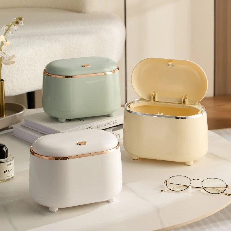 Mini Desktop Trash Can With Lid Press Type Trash Box For Bathroom Office Bedroom Living Room