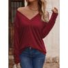 Women's V-Neck Button Down Shirt 2025 Fall Winter Long Sleeve Loose Fit Casual Top Blouse