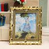 1:12 Dollhouse Miniature Furniture Accessories: Gold-Painted Flower Oil Painting Ornament