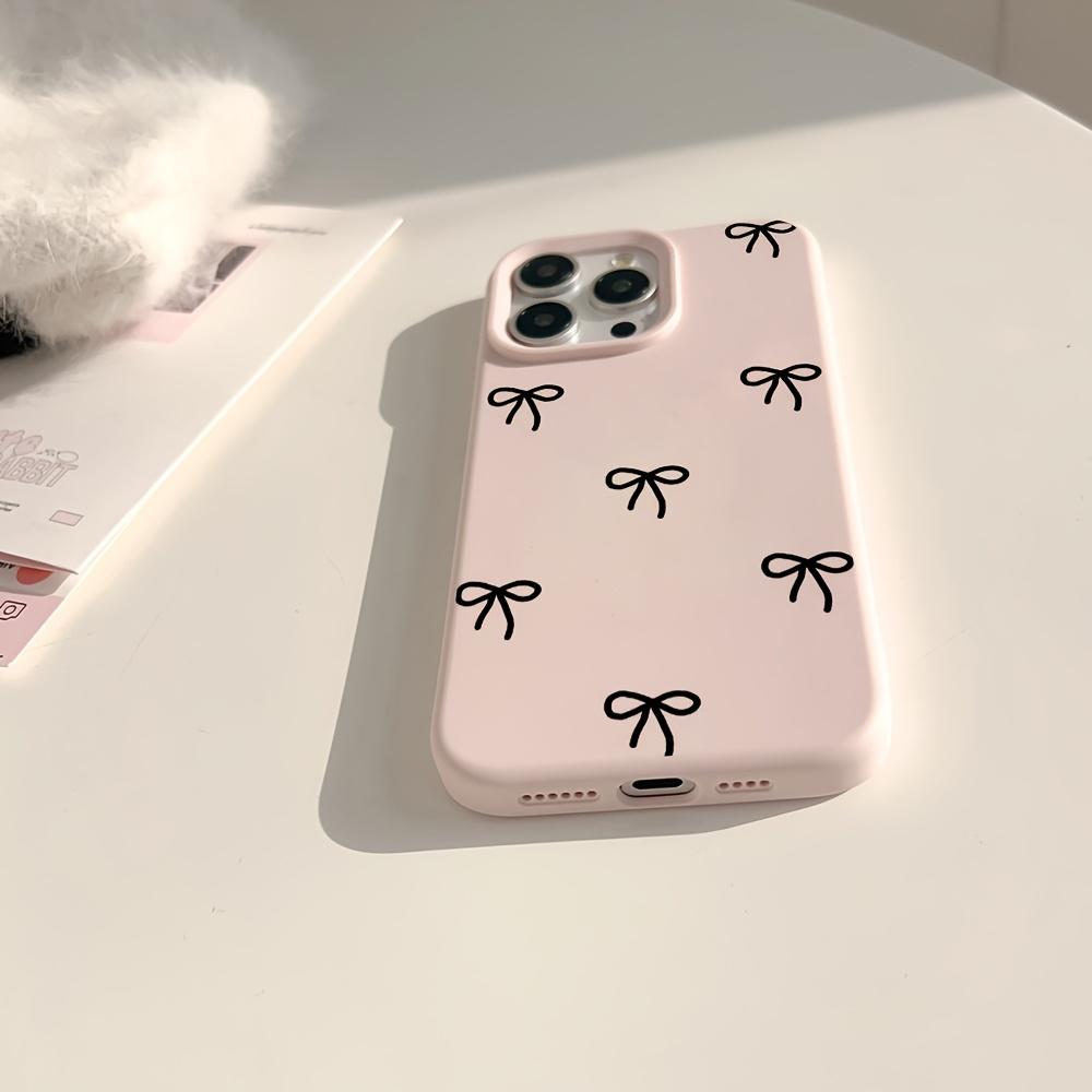 Minimalistische schwarze Schleife Handyhülle geeignet für iPhone 17 16 15 14 13 12 11 Pro/Max/Plus sturzsicher und stoßfest Rückseite