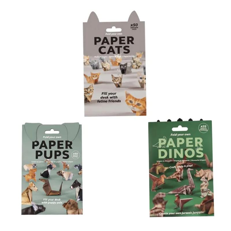 150/100/50pcs DIY Paper Cats Dogs Dinosaurs Folding Animal Creative Papercraft Kit Handmade Activity for Adults & Kids Cute Gift