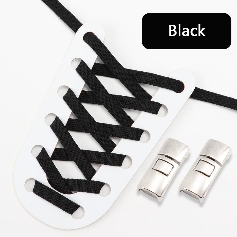 No Tie Shoelaces for Sneakers Flat Shoe Laces Elastic Metal Lock Convenient Personality Lazy Shoelace Rubber Band 1 Pair