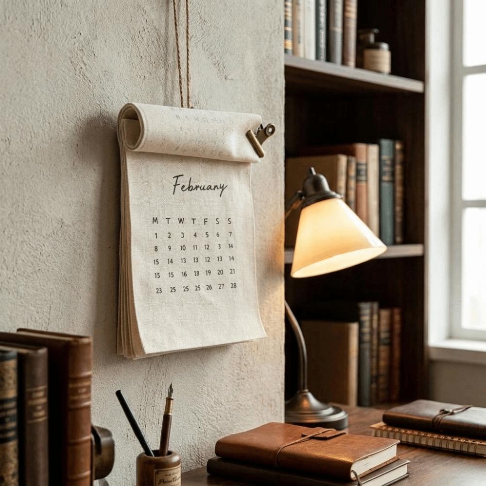 Retro Style Monthly Calendar Portable Calendar Planner Fabric Wall Calendar Classroom