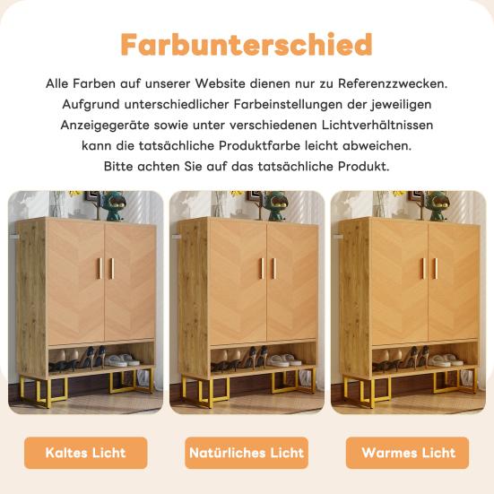 Modern, Minimalist Shoe Cabinet, Unique Wood Grain, Golden Iron Frame, Two-Door Storage Cabinet, Narrow Shoe Cabinet, Shoe Rack, Shoe Tipper,