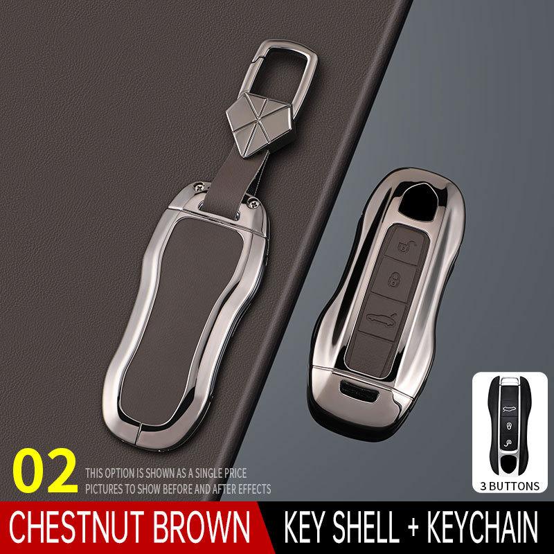 Für Porsche Schlüsseletui Cayenne Macan Paramela 911 Auto-Schlüsseletui 718 Metall Leder Schnalle