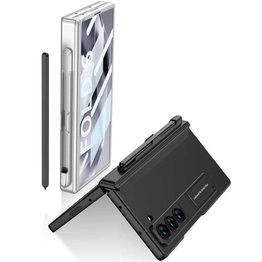 Samsung Z FOLD6 Pen Slot Phone Case FOLD6 Hinge Hard Shell Anti Peeping Glass Film Protective Case FOLD6