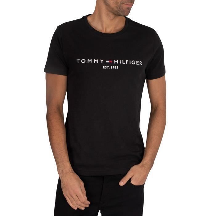 T-shirt - Tommy Hilfiger - Core Logo - Noir - 100% biologique - Manches courtes