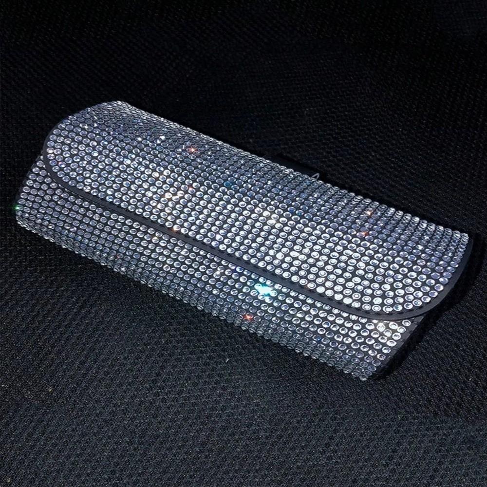 Luxury Car Eyeglasses Holder Rhinestone Sunglasses Storage Box Sun Visor Glasses Case  Vehicle