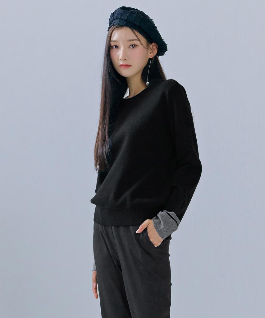 CHASECULT Women'S Color-Block Sleeve Round Sweater-Cfrg5261C03