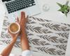 Vinyl Desk Mat with a Stylish Print of Leaves in Rows 90x45 cm